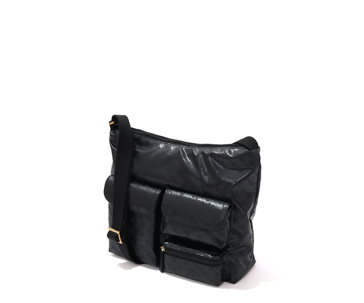 【美品】ゲラルディーニ　ショルダーバッグ　ソフティ　Wポケット　肩掛け　黒 GHERARDINI（ゲラルディーニ） ショルダーバッグ SOFTY ソフティ